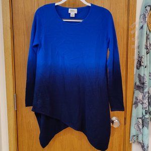 NEIMAN MARCUS CASHMERE Blue Ombre Tunic Sweater Dress